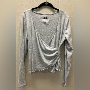 SO Women's XL New With Tags Light Gray Wrap Long Sleeve Top